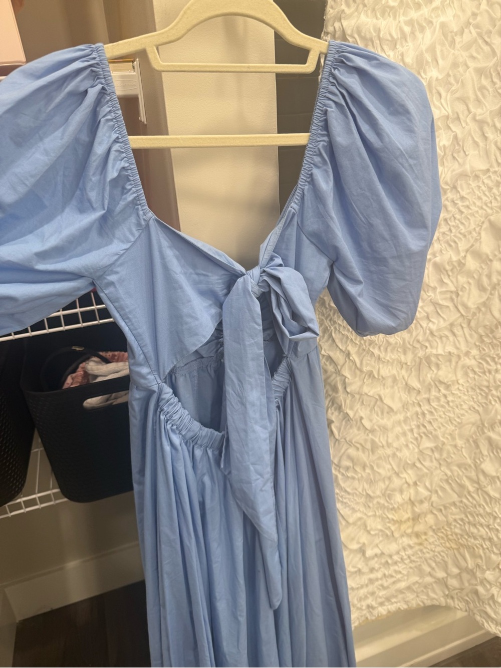 Abercrombie & Fitch Sky Blue Puff Sleeve Maxi Dress - Picture 3 of 4